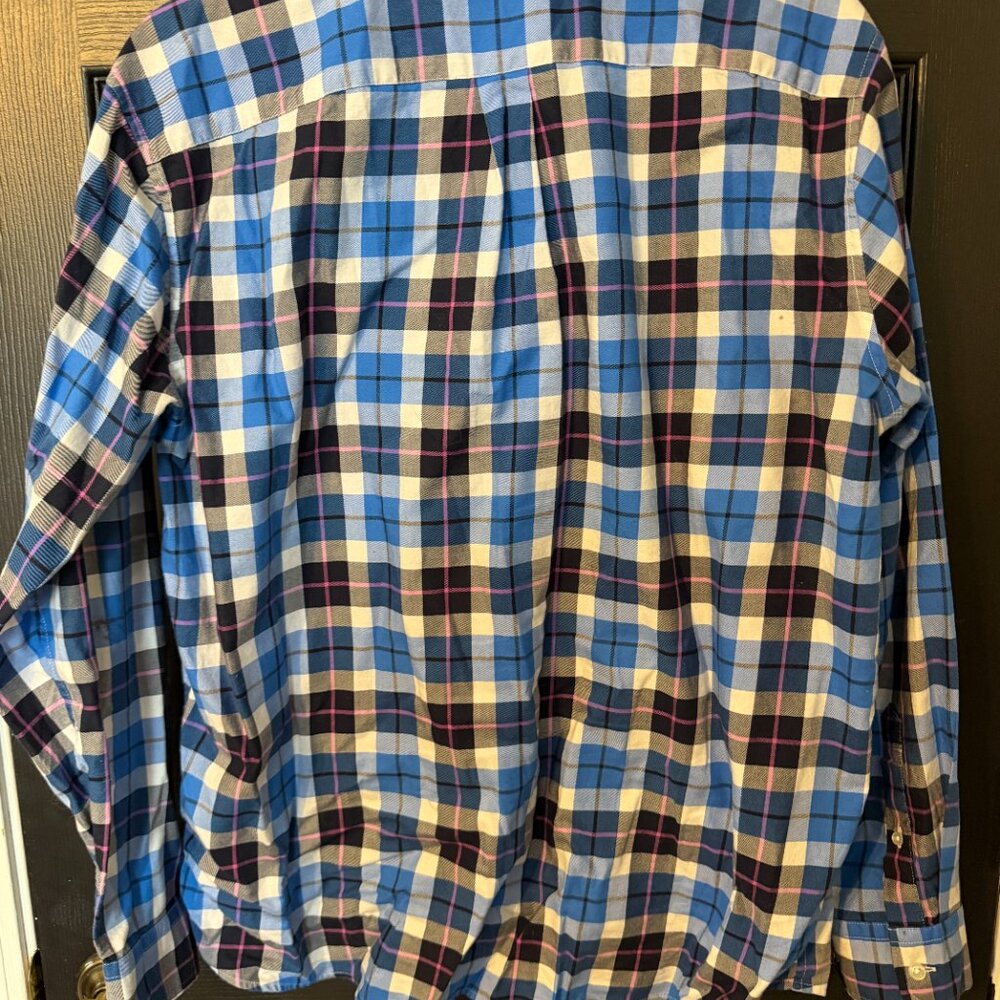 Mens Vineyard Vines Classic Fit Whale Shirt Plaid Blue White Large - Picture 3 of 3